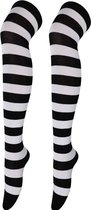 Hoge Sokken Vrouwen - Kousen - Overknee Sokken - Thigh Highs Socks - Knee Socks -65cm-Zwart/Wit- Kerst cadeau & Sinterklaas cadeau