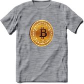 Bitcoin Coin - Crypto T-Shirt Kleding Cadeau | Dames / Heren / Unisex | Bitcoin / Ethereum shirt | Grappig Verjaardag kado | BTC Tshirt Met Print | - Donker Grijs - Gemaleerd - S