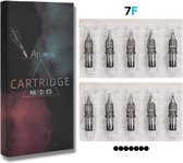 Atomus - Tattoo Cartridge Naalden - 7F - 10 Tattoo Cartridges met naalden - geschenkset – 18 jaar - Zwart