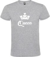 Grijs T shirt met print van "Queen " print Wit size XXXL