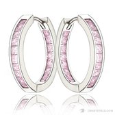 Juwelier Zwartevalk ZILVER (GERHODINEERD) OORBELLEN MET ZIRKONIA 22.047-P/20mm