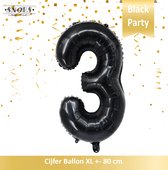 Cijfer Folie Ballon 3 Jaar Zwart * Hoera 3 Jaar Snoes * 80 cm Verjaardag Nummer Ballon Zwart / Black * Snoes * Verjaardag Versiering * Kinderfeestje * Zwart * Hoera 3 Jaar