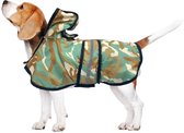 Sharon B - Regenjas voor honden - Camo groen - zachte fleece voering - maat M - ruglengte 29 cm - borstomvang 40 cm - nekomvang 31 cm- hondenregenjas - reflecterend in het donker