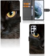 Telefoonhoesje Geschikt voor Samsung Galaxy S22 Ultra Beschermhoesje Zwarte Kat
