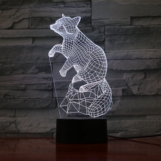 3D Led Lamp Met Gravering - RGB 7 Kleuren - Bever
