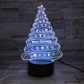3D Led Lamp Met Gravering - RGB 7 Kleuren - Kerstboom Merry Christmas