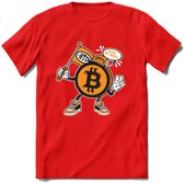 BTC Mascot - Crypto T-Shirt Kleding Cadeau | Dames / Heren / Unisex | Bitcoin / Ethereum shirt | Grappig Verjaardag kado | BTC Tshirt Met Print | - Rood - XL