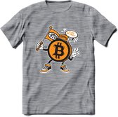 BTC Mascot - Crypto T-Shirt Kleding Cadeau | Dames / Heren / Unisex | Bitcoin / Ethereum shirt | Grappig Verjaardag kado | BTC Tshirt Met Print | - Donker Grijs - Gemaleerd - S