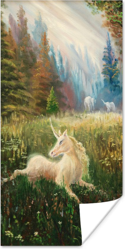 Affiche une licorne dans une forêt - 20x40 cm
