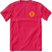 Bit-Coin - Crypto T-Shirt Kleding Cadeau | Dames / Heren / Unisex | Bitcoin / Ethereum shirt | Grappig Beleggen Verjaardag kado | Tshirt Met Print | - Roze - XL