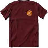 Bit-Coin - Crypto T-Shirt Kleding Cadeau | Dames / Heren / Unisex | Bitcoin / Ethereum shirt | Grappig Beleggen Verjaardag kado | Tshirt Met Print | - Burgundy - XL