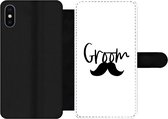 Bookcase Geschikt voor iPhone XS telefoonhoesje - Quotes - Trouwen - 'Groom' - Spreuken - Met vakjes - Wallet case met magneetsluiting