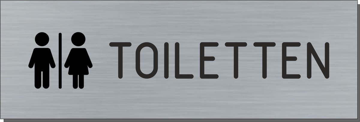 Deurbordje - toiletbord - met iconen - bordje - toiletten - rechthoekig met RVS look