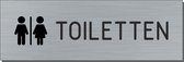 Deurbordje - toiletbord - met iconen - bordje - toiletten - rechthoekig met RVS look