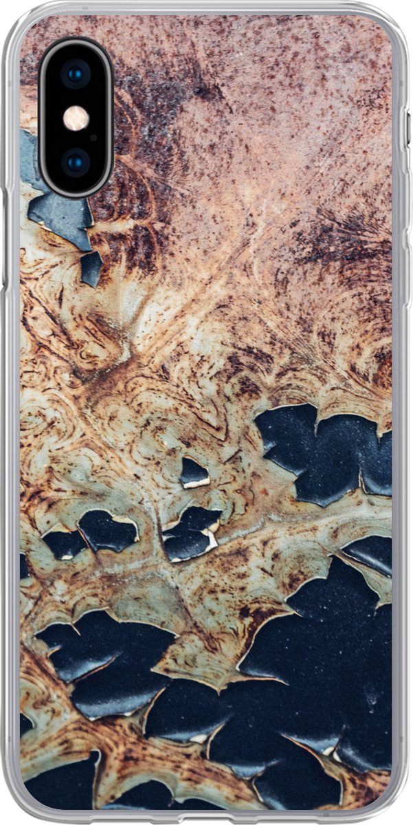 Telefoonhoesje Geschikt voor iPhone X hoesje - Roest print - Verf - Platen - Siliconen Telefoonhoesje Telefoonhoesje