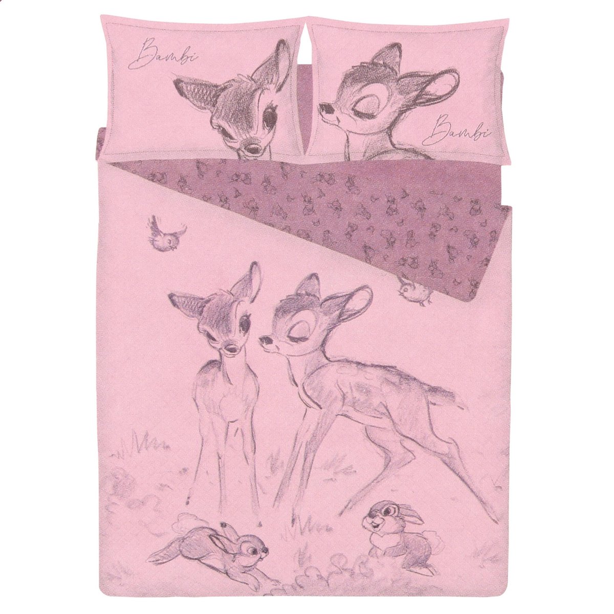 Roze beddengoedset 200cm x 200cm - Bambi DISNEY