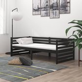 Slaapbank met matras massief grenenhout zwart 90x200 cm