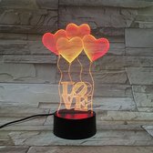 3D Led Lamp Met Gravering - RGB 7 Kleuren - Love