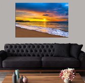 Canvas Schilderij | Zonsondergang op zee | 100x70 cm | 3 cm