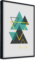 Akoestische panelen - Geluidsisolatie - Akoestische wandpanelen - Akoestisch schilderij AcousticPro® - paneel met grafisch groene elementen - Design 38 - Premium - 100x70 - Wit- Wa