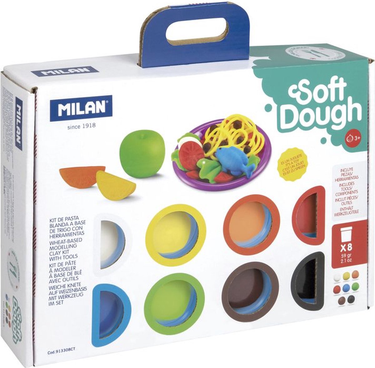 Milan 913308CT materiaal voor pottenbakken en boetseren Klei Zwart, Blauw, Bruin, Groen, Oranje, Rood, Wit, Geel 1 stuk(s)