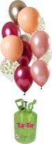 Helium tank met 24 rich ruby ballonnen