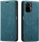 CaseMe - Hoesje geschikt voor Xiaomi Redmi Note 10 - Wallet Book Case - Magneetsluiting - Blauw