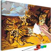 Doe-het-zelf op canvas schilderen - Young Tiger With Mother.