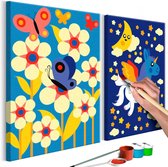 Doe-het-zelf op canvas schilderen - Butterfly & Unicorn.