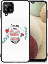 Telefoon Hoesje Geschikt voor Samsung Galaxy A12 TPU Siliconen Hoesje met Zwarte rand Boho Summer