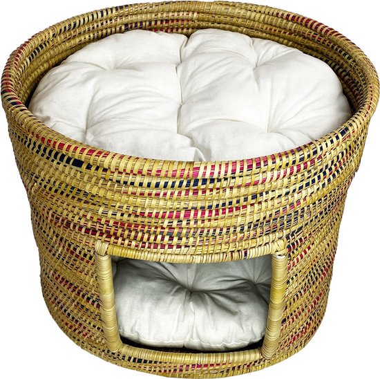 Kattenmand gekleurd FairTrade zeegras - 2 verdiepingen