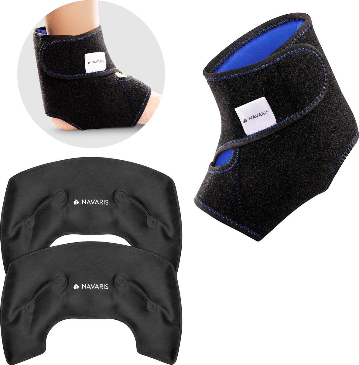 Goedkoopste Navaris hot & cold packs - 2x herbruikbaar koud en warm kompres - Verkoelend en verwarmend - Met band voor enkel en voet