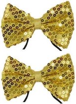 4x stuks vlinderstrikje/das goud met pailletten verkleedaccessoires voor volwassenen - Feest strikjes