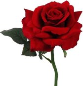 Valentijn thema feestartikelen kunstbloem Rode roos/rozen deluxe 31 cm