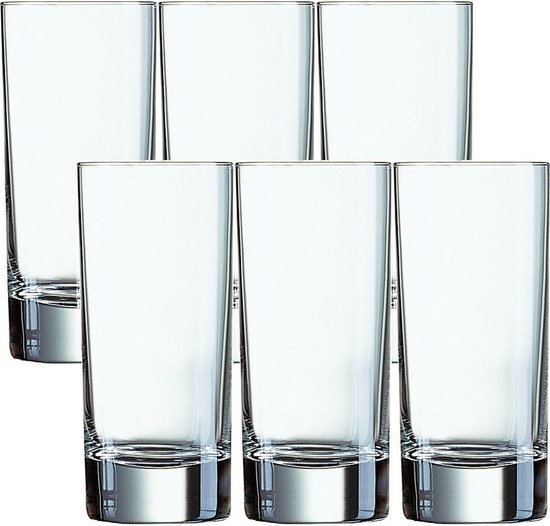 12x Stuks transparante drinkglazen 220 ml van glas - Waterglazen - Longdrinkglazen