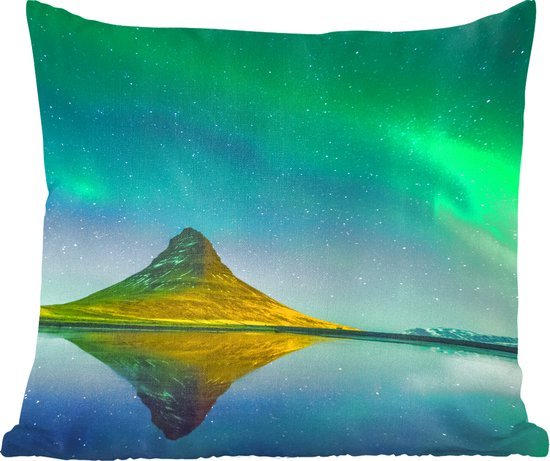 Sierkussens - Kussentjes Woonkamer - 50x50 cm - Noorderlicht - Berg - Water - IJsland - Natuur