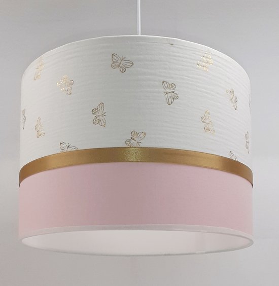 Hanglamp-kinderlamp-babylamp-kinderkamer-babykamer-goud-vlinders-roze bol.com