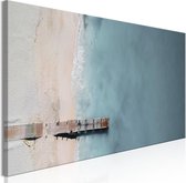 Schilderij - Sea and Wooden Bridge (1 Part) Narrow Grey.