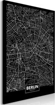 Schilderij - Dark Map of Berlin (1 Part) Vertical.