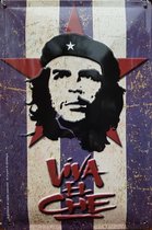 Viva El Che Guevara.  Metalen wandbord  in reliëf 20 x 30 cm