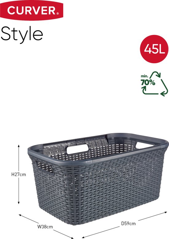 Curver Style Panier à linge - 45L - Anthracite