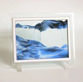 Bewegende Zandkunst - Zand schilderij in glas - Vallend zand - Zandloper- Zand landschap- Duinen-Blauw