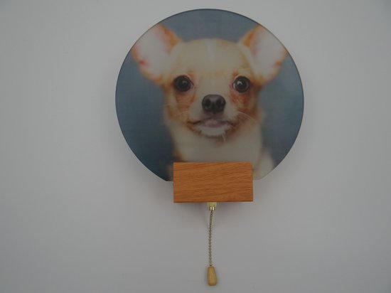 Wandlamp moon chihuahua - moonlamp - wandlamp hond - muurlamp hond - ronde wandlamp - dierenlamp - Wandlamp binnen