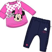 Disney Minnie Mouse set - shirt met lange mouw + joggingbroek  - roze/navy - maat 80 (18 maanden)
