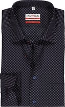 MARVELIS modern fit overhemd - donkerblauw met rood en wit gestipt - Strijkvrij - Boordmaat: 40
