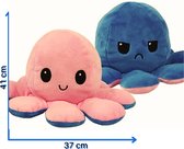 Octopus - KOLOSS blue sky- mood knuffel groot - 40cm x 37cm - blauw/roze