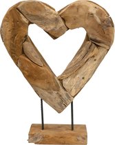 Teakhouten hart - Handgesneden hart - Hart ornament op voet - 48cm