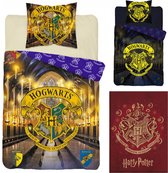 Harry Potter Dekbedovertrek- Glow in the Dark- Katoen- 1persoons- 140x200- Dekbed Hogwarts Logo,  incl. Fleecedeken Harry Potter- 110 x 140.
