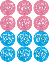 baby shower stickers - 48 stuks  - Team boy - Team girl  - gender reveal party - geslachtsbepaling - luxe sluitstickers