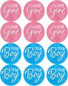 baby shower stickers - 48 stuks  - Team boy - Team girl  - gender reveal party - geslachtsbepaling - luxe sluitstickers